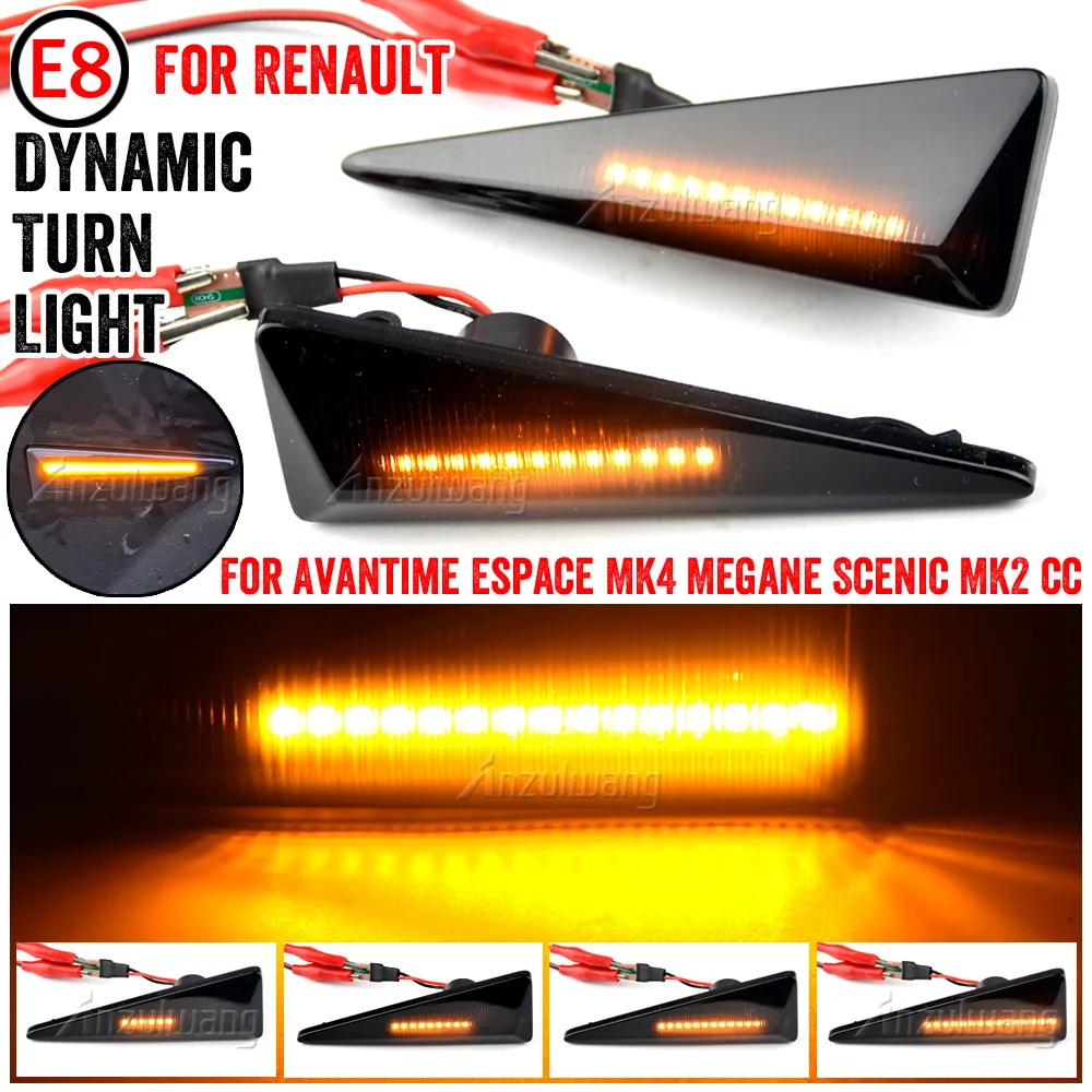 

2Pcs Car Dynamic LED Flashing Turn Signal Side Marker Lamp For Renault MK4 Vel Satis Wind Avantime Megane 2 Scenic 2 Espace 4