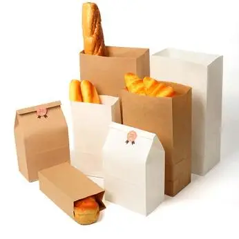 100 шт. Коричневый и белый цвет крафт-бумаги Бумага хлебный мешок Еда печенье