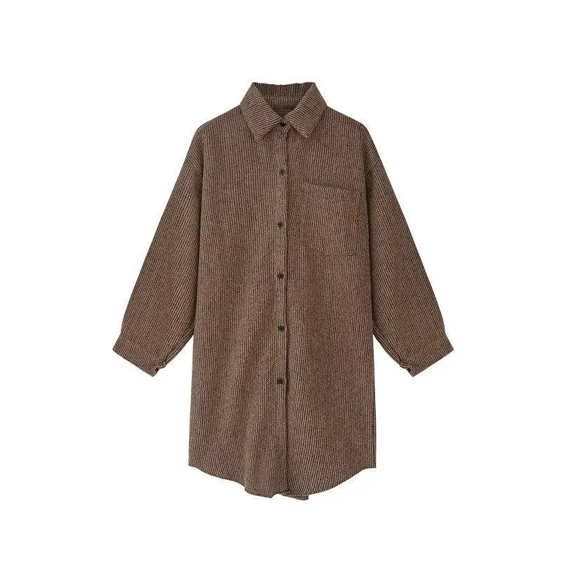 Осенняя рубашка размера плюс ветровка Вельветовая куртка корейский стиль Ретро