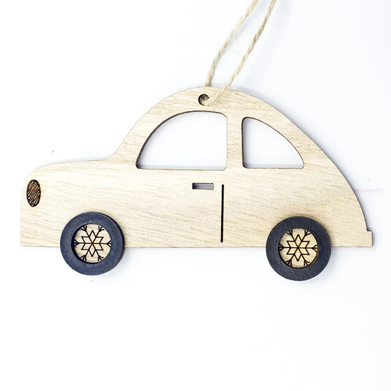 1pcs wooden car 1 шт., деревянные украшения для рождественской елки, подвески в виде лося и автомобиля, Новогодние рождественские украшения для дома, вечерние, новогодние - Цвет: 1pcs wooden car
