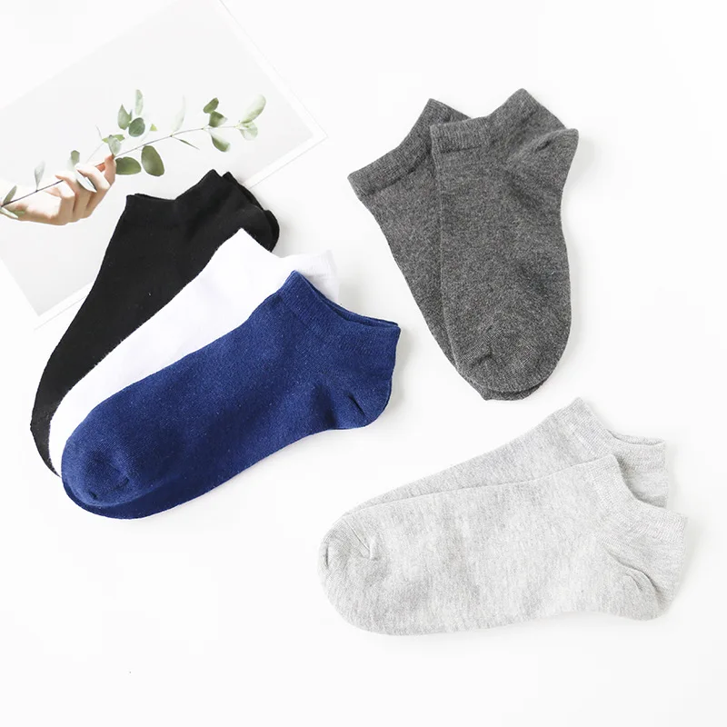 

Spring Summer Pure Cotton Men's Socks Solid Color Casual Comfortable and Soft All-match Cotton Socks 5 Pairs/sets Regular Size