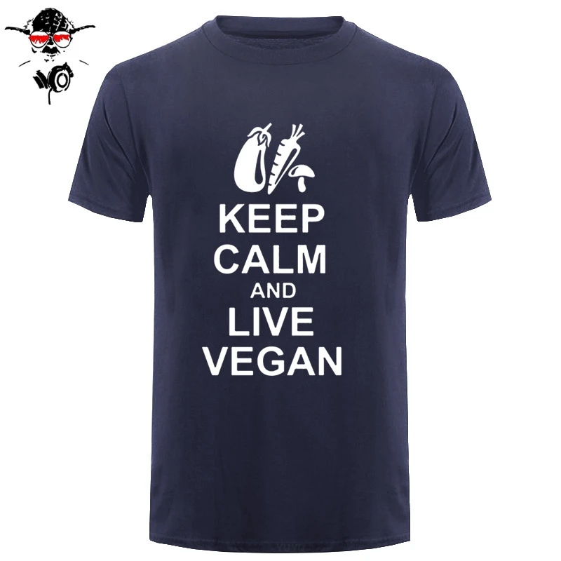 Новая летняя мужская футболка с коротким рукавом Keep Calm And Live Vegan хлопковая