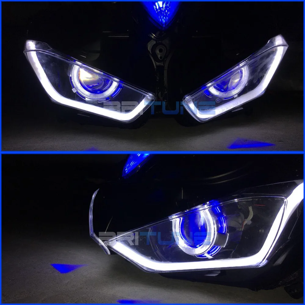 Мотоцикл линзы фар Биксеноновые HID проектор двойной CCFL ангельские глазки комплект 2,5 ''Halo бег Оптические Линзы Аксессуары тюнинг