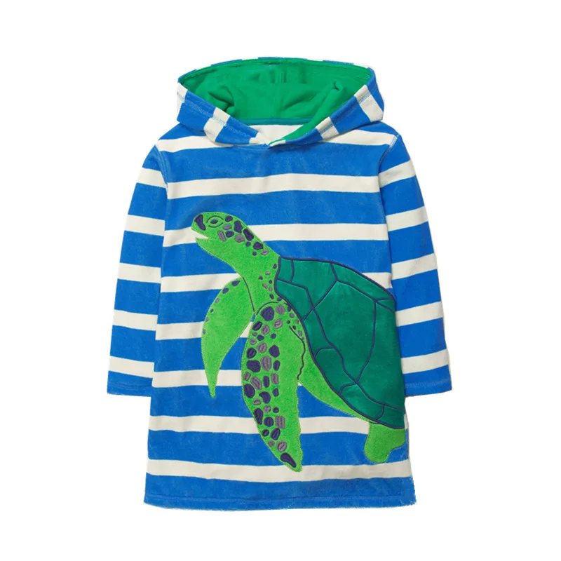 Princess Dress with Animal Appliques Toddler Girl Children 2022 Fashion Kids Hooded Dresses for Baby Clothes | Детская одежда и