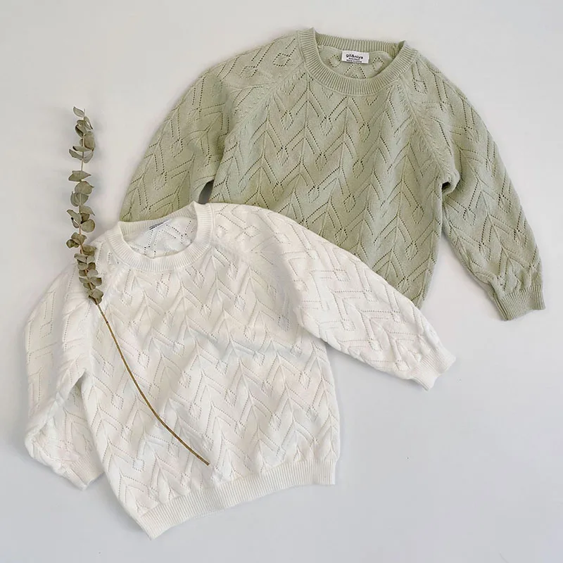 

Spring Autumn Baby Kids Boys Girls Long Sleeve Hollow Out Knit Sweater Baby Kids Boys Girls Pullover Sweaters Children's Clothes