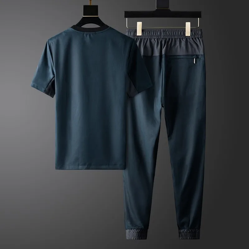 Спортивный костюм мужской Tencel (футболка + штаны) роскошный дизайн с коротким