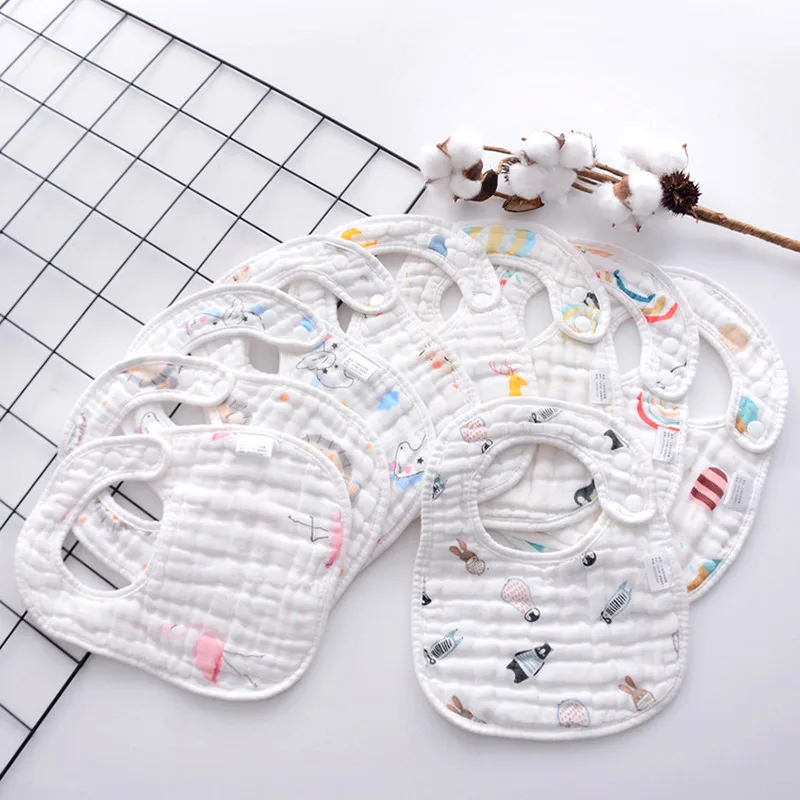 2 шт./лот детские слюнявчики поворот на 360 градусов 8 слоев марля муслиновая