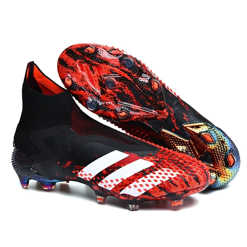 

2021 New Sneaker Shoes Soccer Shoes Long Spikes Football Boots Turf Chuteira Futebo Outdoor Boys High Ankle Kids Training Sports