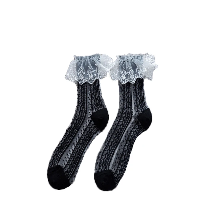 

Women Socks 2021 Spring Summer New Fashion Japanese Style Retro Lace Thin Mesh Breathable Sweet Girl's Socks Trendy For Lady