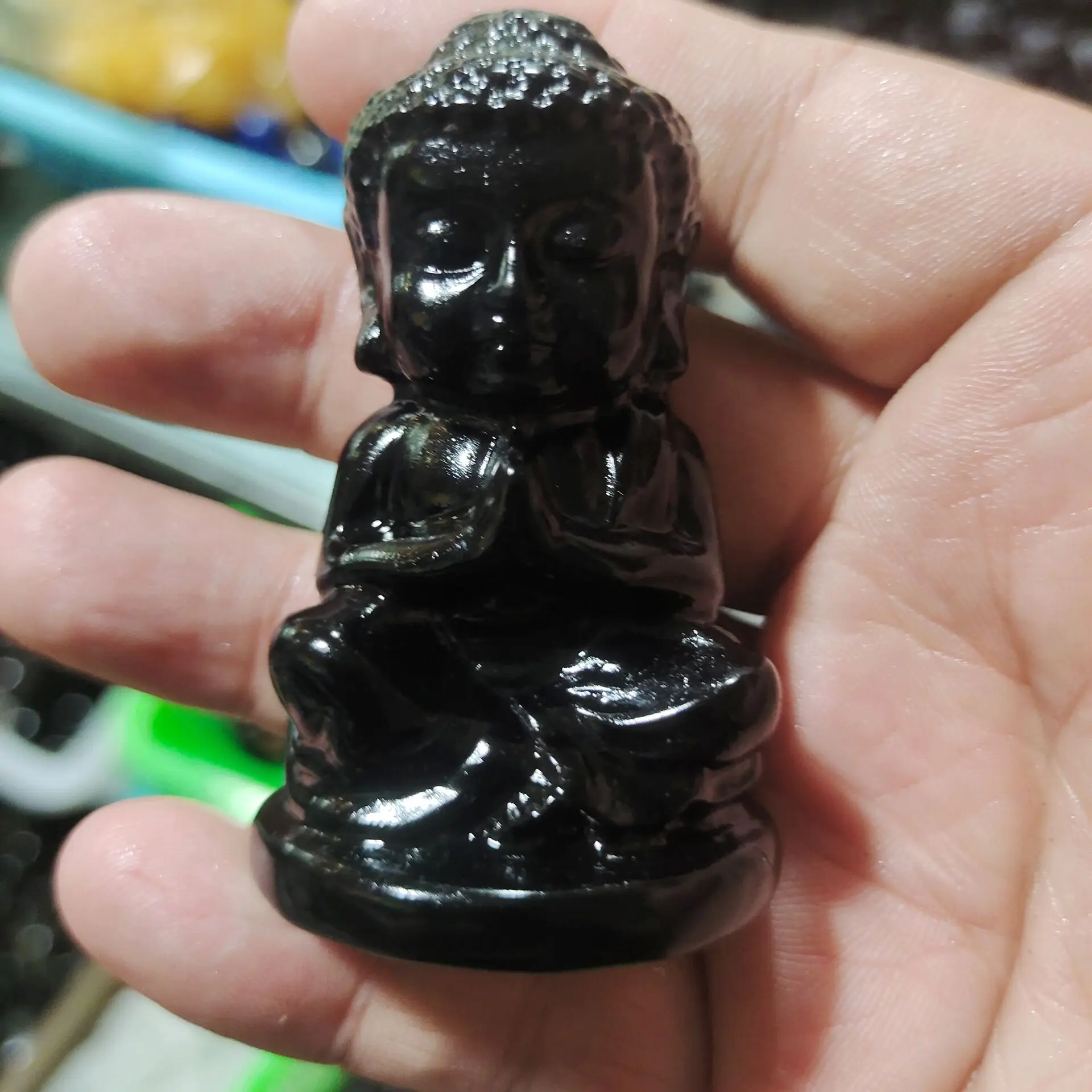 

Natural obsidian plays as a gift or a decorative item Obsidian handle piece Home furnishing articles