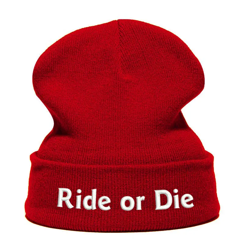 Beanie шляпа Skullie шапка, вязаная шапка-носок зима-осень вышивка в стиле панк Для мужчин Для женщин подростков уличных танцев забавные хип-хоп по индивидуальному заказу-ездить или умереть
