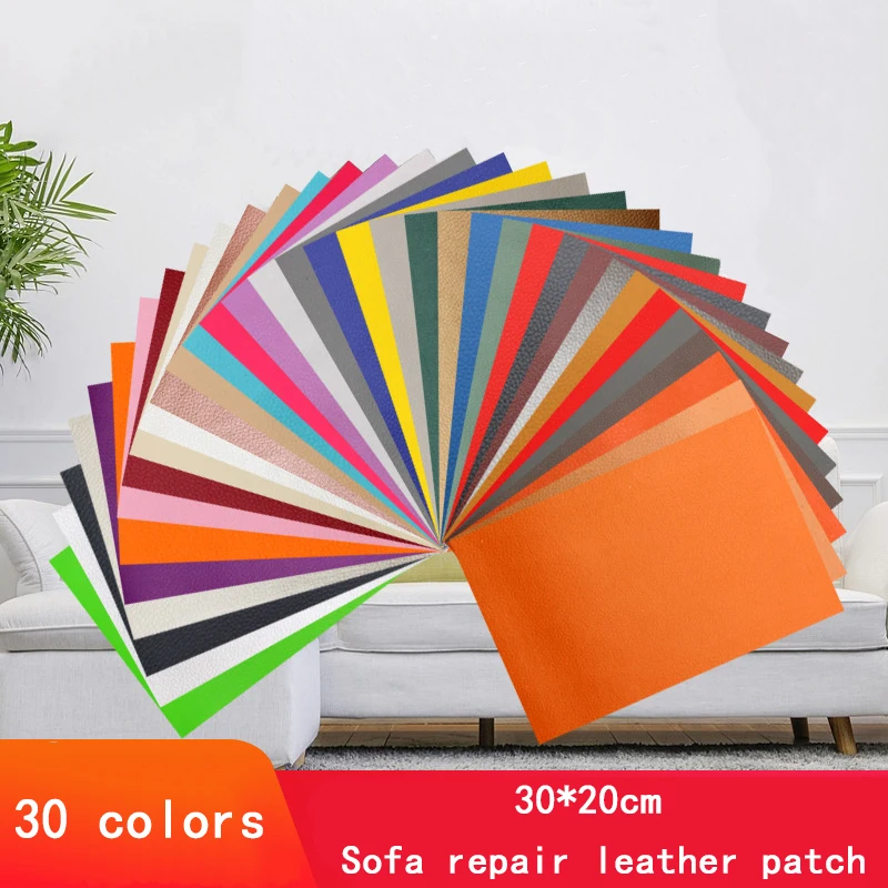 

20*30cm 30colors PU leather patch self adhensive leather Fix Repair Stick-on Sofa Repairing Subsideis Fabric stickers Patches