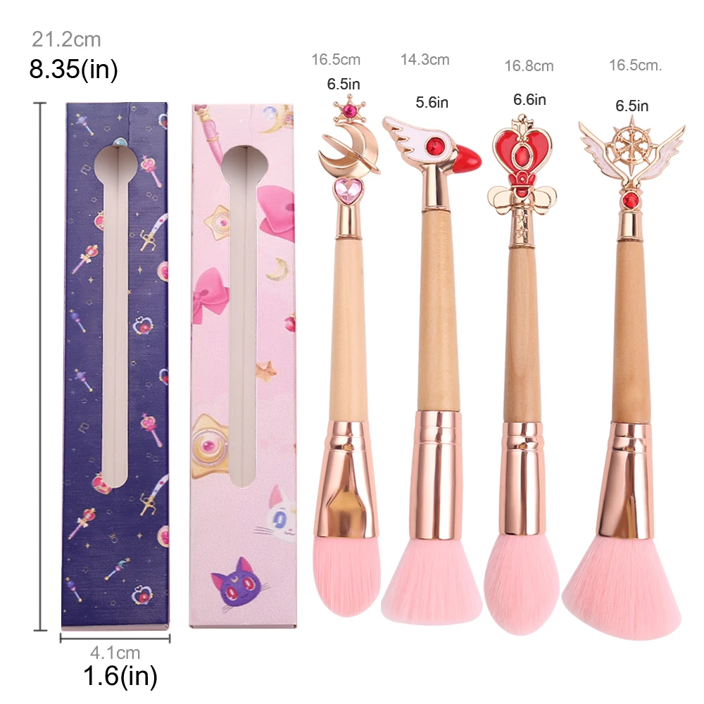 

Bamboo Handle Makeup Brush Tool Moon/Cardcaptor Sakura Makeup Brushes Metal Brush Head Pink Soft Hair Pinceaux Maquillage