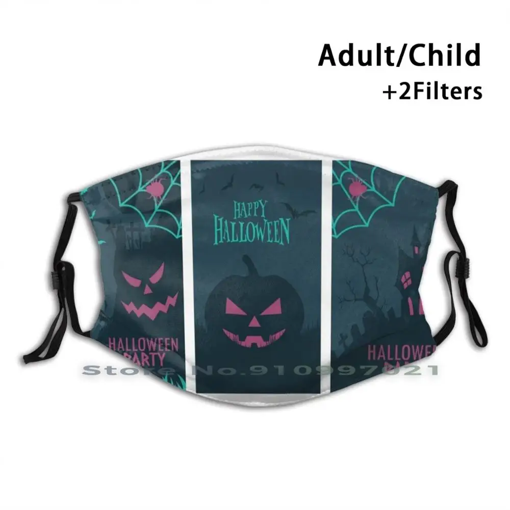 

Моющаяся многоразовая модная маска для лица для Хэллоуина #3 с фильтрами для детей и взрослых художественное искусство цифровое искусство Д...