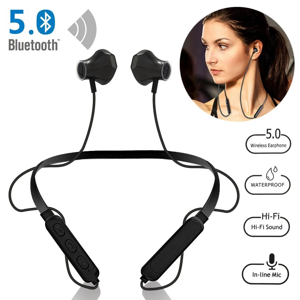 

Wireless Bluetooth Earphone 5.0 Neckband Sport Earbuds Headphone Earphone with Mic HiFI Sound