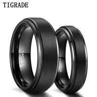 tigrade 6mm 8mm black tungsten lover rings women ever us ring men wedding engagement couple ring anillo tungsteno pareja boda