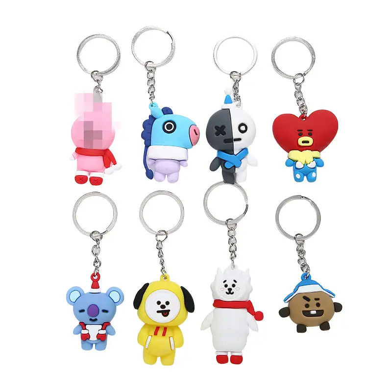 Bt21 bts милый брелок силиконовые брелки для ключей женщин и мужчин 3D сделай сам