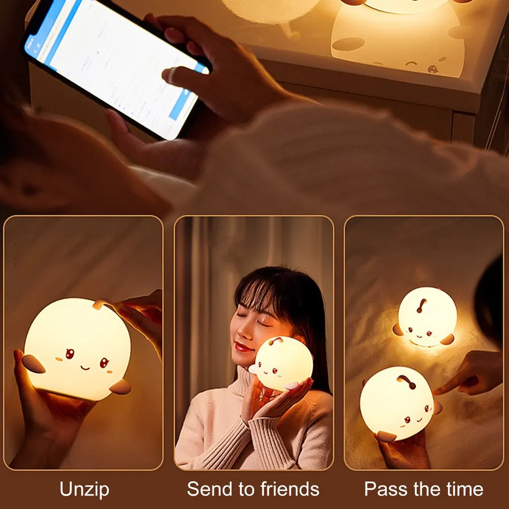 

Pretty Silicone RGB Led Lamp For Children USB Rechargeable Touch Sensor Indoor Decorative Light Ideal As Gift