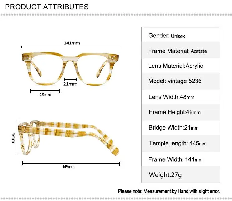 

Vintage Acetate Glasses Frame Men Full Rim Optical Eyewear Brand Designer Clear Lens Goggle Retro Myopia Eyeglasses Women
