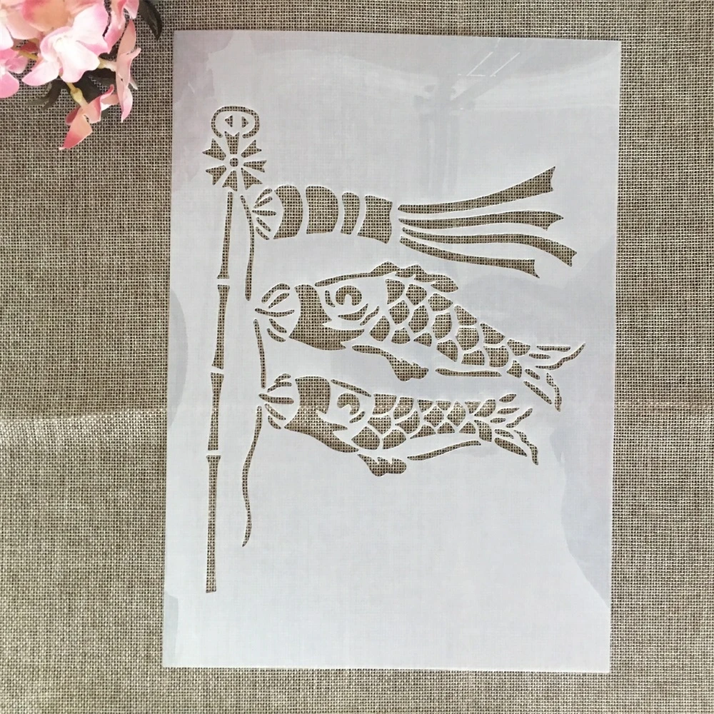 A4 29 см японские карпы Koinobori DIY слойные трафареты Настенная картина фотообои