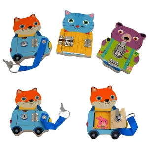 Life Skills Educational Wooden Montessori Activity Busy Board For Kids
Unlocking Music Cat Bear Toys Lock Busyboard Sensory Toy