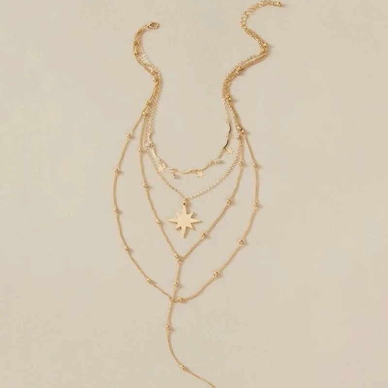 

Simple Fashion Five-pointed Star Multilayer Necklace for Women Jewelry