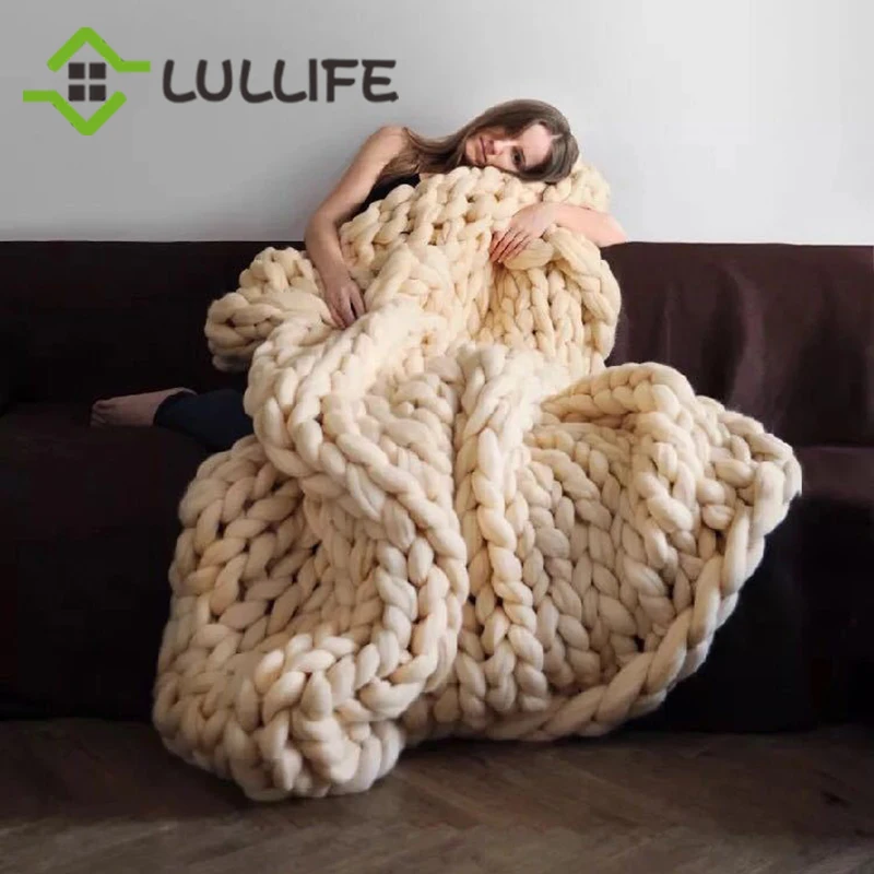 Одеяло массивное трикотажное из хлопковой пряжи одеяло для взрослых на кровати