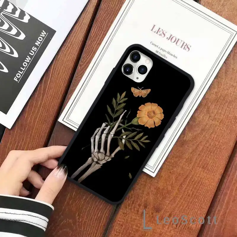 

Dark Skull Head Rose Art Phone Cases for iPhone 11 12 pro XS MAX 8 7 6 6S Plus X 5S SE 2020 XR Soft silicone