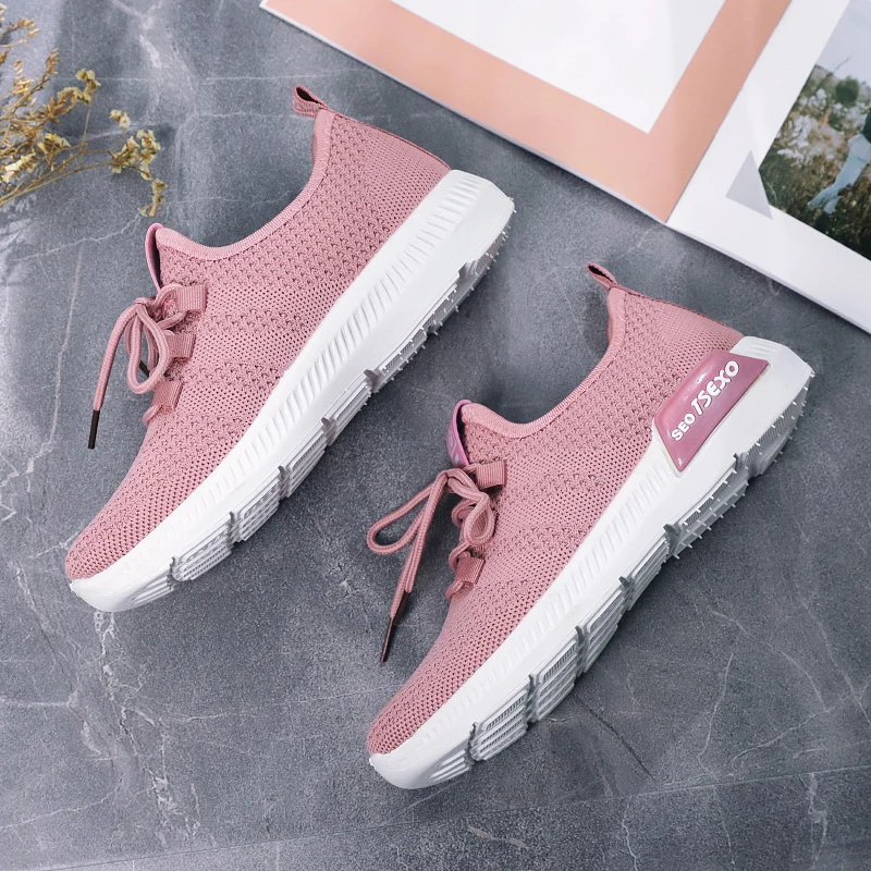 Кроссовки KATELVADI женские сетчатые легкие дышащие на шнуровке Нескользящие