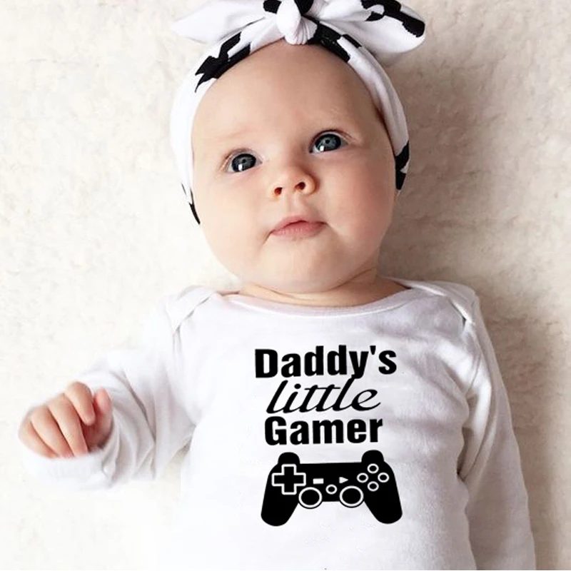 Забавные и надписью Daddy's Little Gamer детское боди для новорожденных Осень комплект