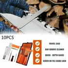 10 шт.компл. профессиональный шлифовальный набор цепи для бензопилы направляющая для твердой древесины точилка ручка круглый плоский набор инструментов для шлифовки