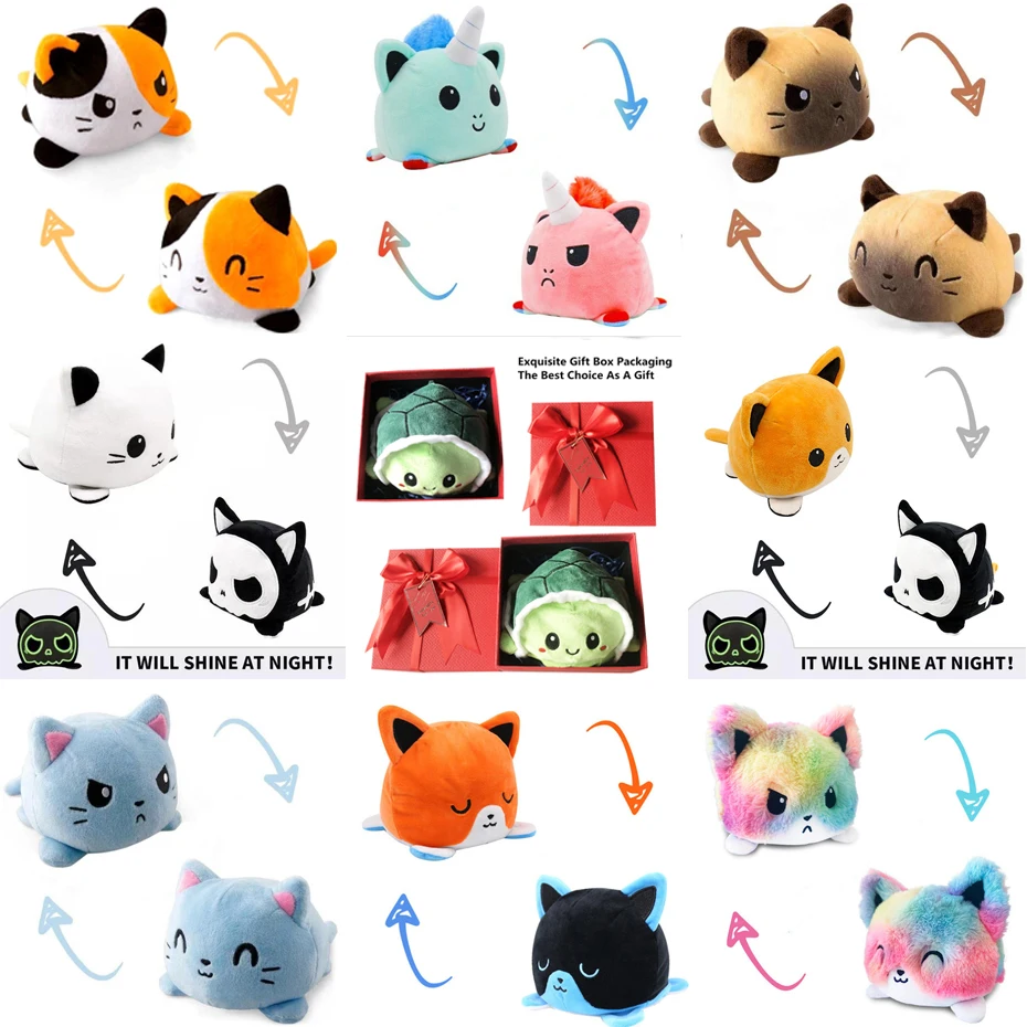

Double-Sided Flip Cat Dog Kids Soft Gift Box Plushie Animals Unicorn Doll Toy Peluches For Pulpos Plush Toy Double-Sided