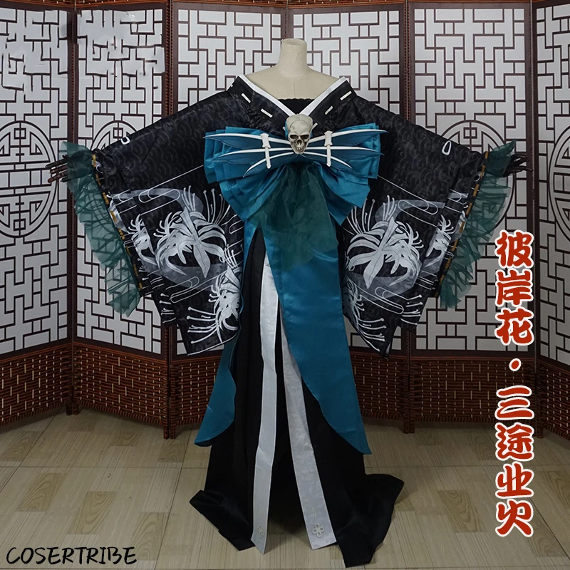 [Customized] аниме Onmyoji Higanbana SanTuYeHuo SSR Shikigami новый кожаный Череп кимоно Косплей Костюм