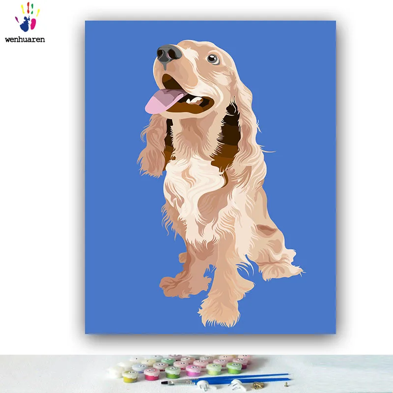 DIY картинки для раскраски по номерам с цветами хаски Золотой ретривер собака