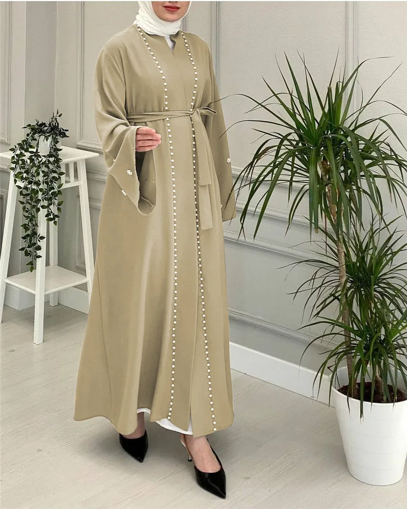 

Ramadan Eid Abaya Kimono Turkey Muslim Hijab Dress Solid Color Plain Abayas for Women Dubai Islamic Clothing De Moda Musulmana