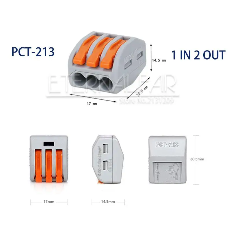 PCT-213 Тип PCT-212 32A 250V 4KV Многофункциональный быстрый соединитель провода 28-12AGW водонепроницаемый BV VR 213 SPL-2 нажимной клеммный блок - Цвет: PCT-213