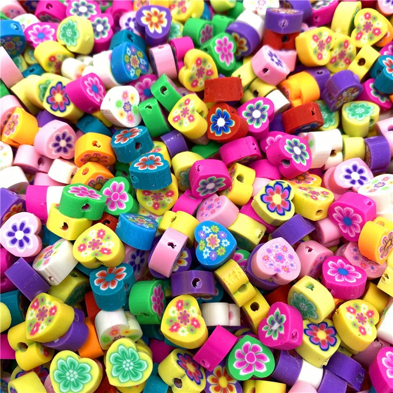 

30pcs/lot 10mm Heart Beads Polymer Clay Beads Polymer Clay Spacer Beads For Jewelry Making DIY Bracelet necklace