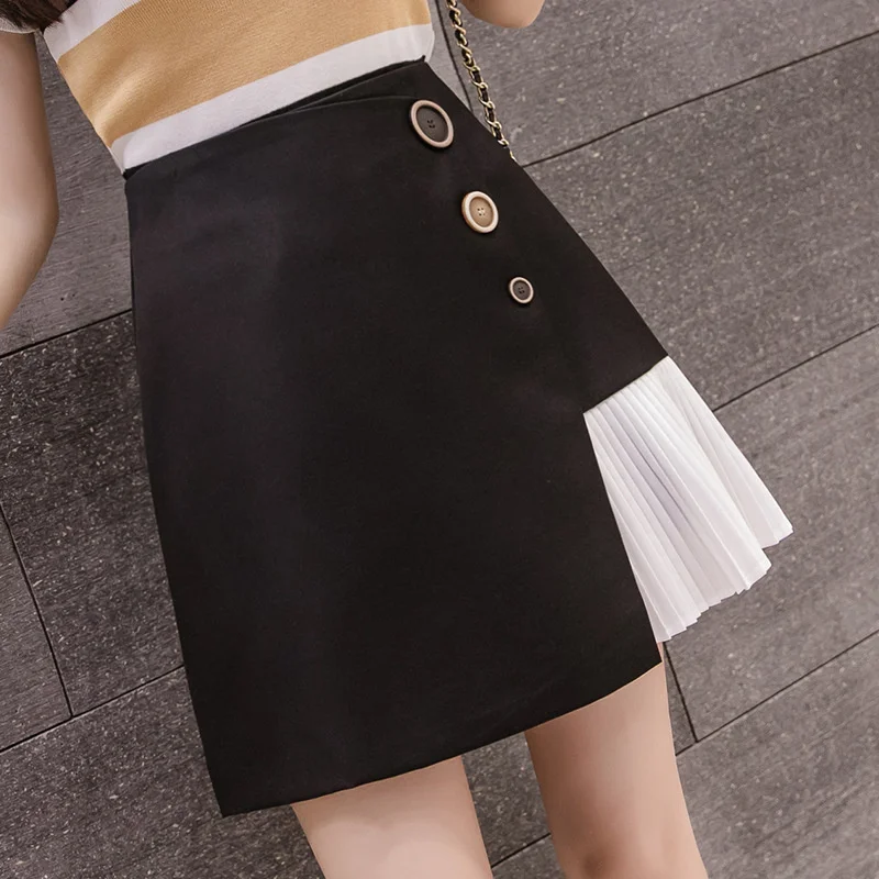 

2021 new trend summer skirt women's black and white pleated skirt