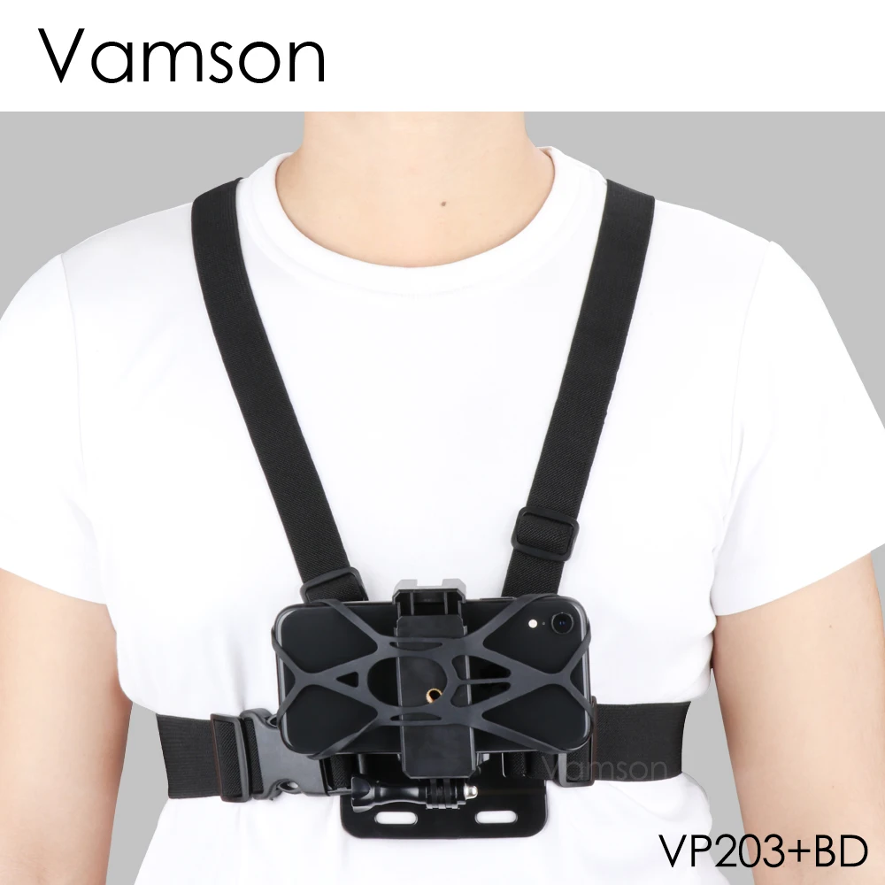 Нагрудный ремень Vamson с держателем для телефона фиксирующее крепление iPhone Xiaomi