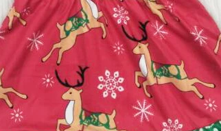 

Christmas girl child new long sleeve dress deer pattern print green red design yll