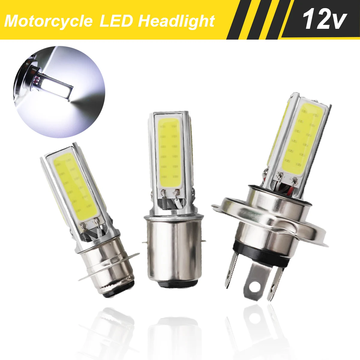 

1Pcs H4 H6 BA20D P15D LED Motorcycle Headlight Bulbs White Motor Fog Light Lamp Hi Lo Scooter Accessories Motobike Headlamp 12V