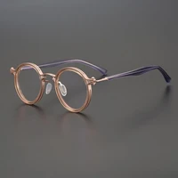 japan handmade titanium round frame vintage men glasses super light high quality eyeglasses women myopia oculos