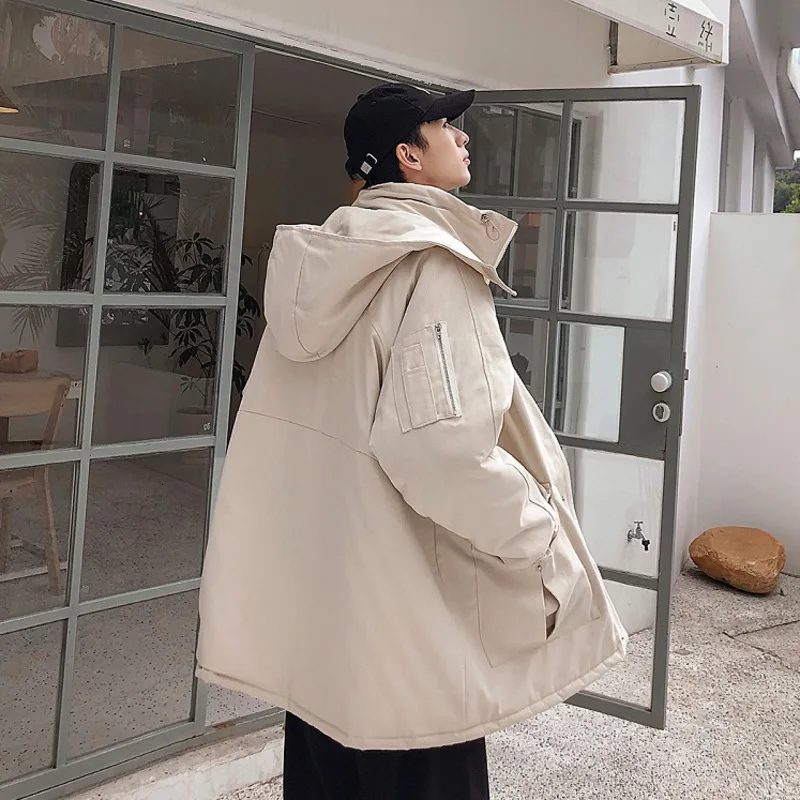 Зимняя хлопковая куртка Мужская теплая Толстая Модная парка однотонная