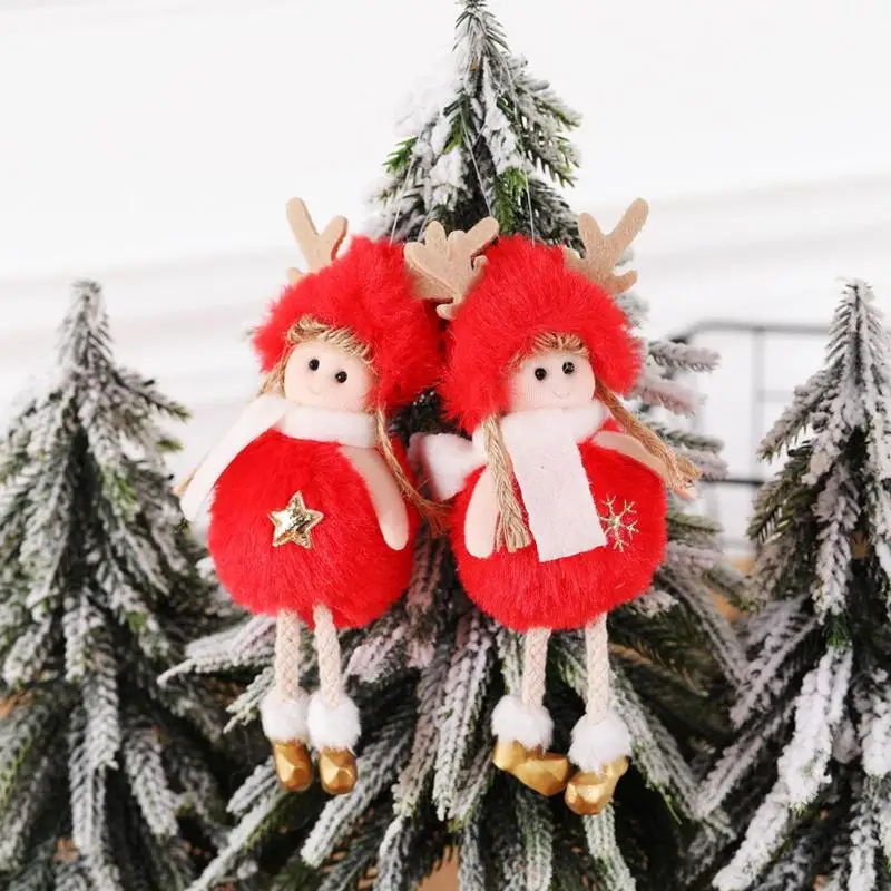 Рождественский ангел плюшевая кукла перо подвеска дерево украшение для спальни