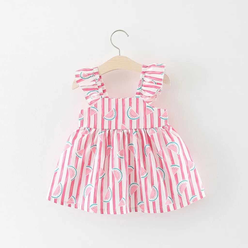 TELOTUNY dress Toddler Baby Kids Girls Sleeveless Strap Bow Watermelon Princess Dress Clothes +straw hat baby summer 2020a | Детская