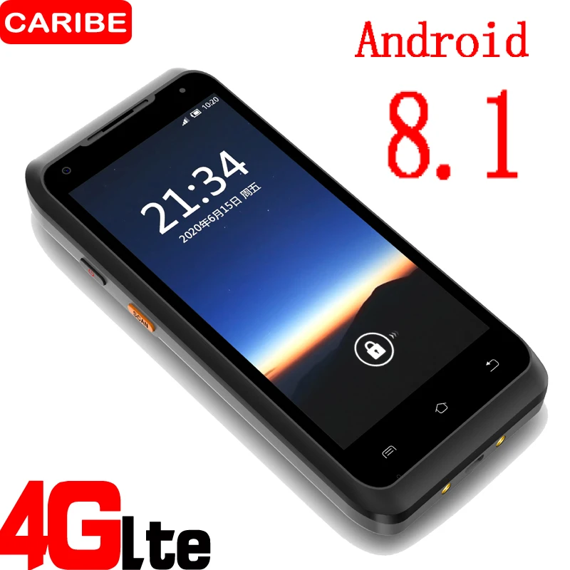 LED-сканер штрих-кода Карибского стандарта Android 8 1 PDA 1D 2D считыватель QRcode NFC 125K 134 2 K