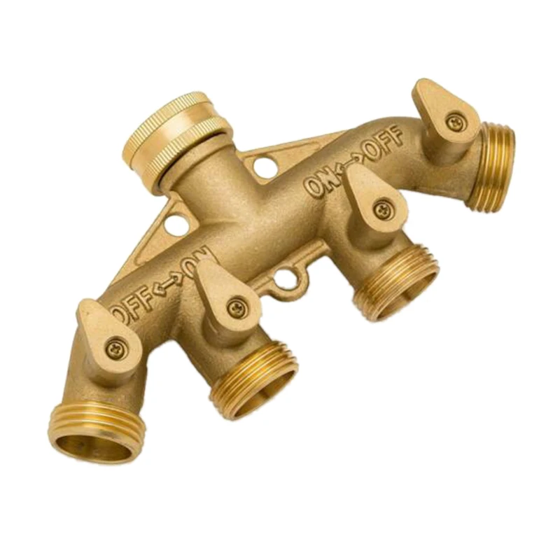 

Garden Copper Four-Way Ball Valve Garden Hose Four-Port Diverter Copper Handle Four-Way Joint Distributor