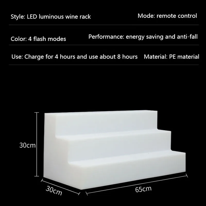 

Rechargeable LED Color Bar Wine Bottle Rack Shelf 4 Flash Mode Creative Wine Rack Display Rack with Remote Control XC-231 FB