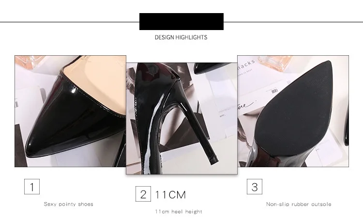 Большие размеры 35-45, 46, 47, новые лакированные кожаные туфли-лодочки модные офисные туфли женские пикантные туфли на высоком каблуке Женская Свадебная обувь для вечеринок
