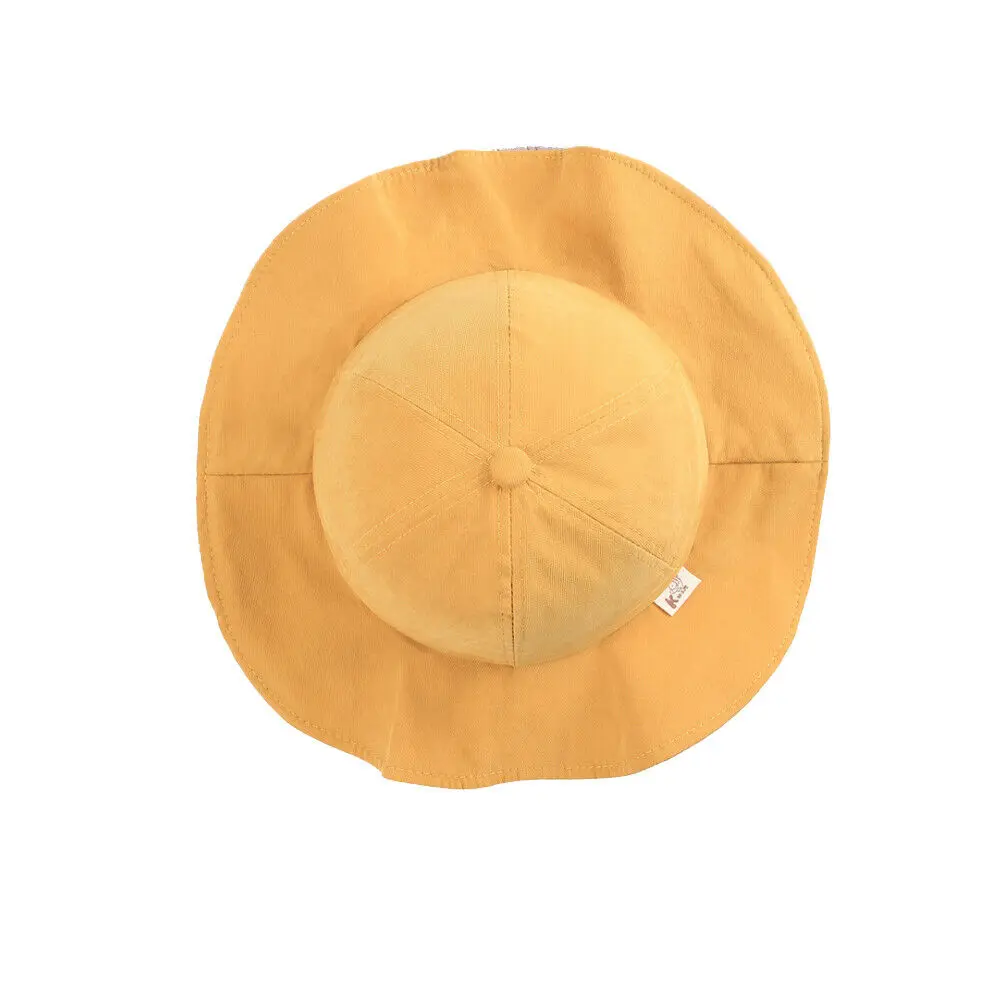 Милые детские Панамы Детские однотонные желтые хаки шапки для рыбака девочек